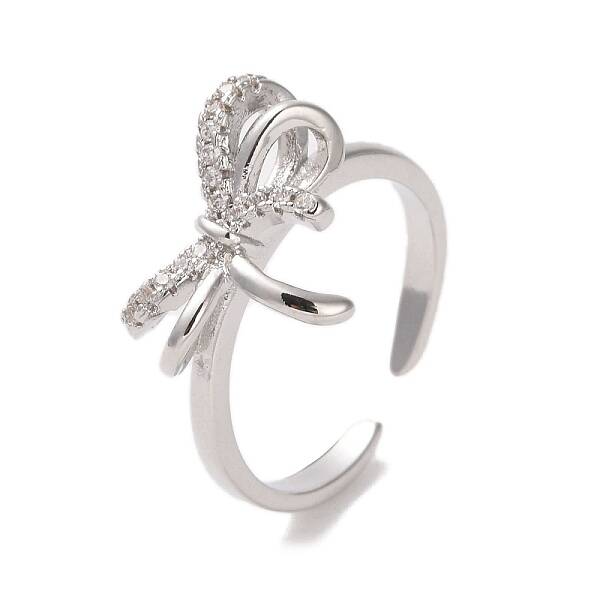 Brass Micro Pave Cubic Zirconia Open Cuff Ring