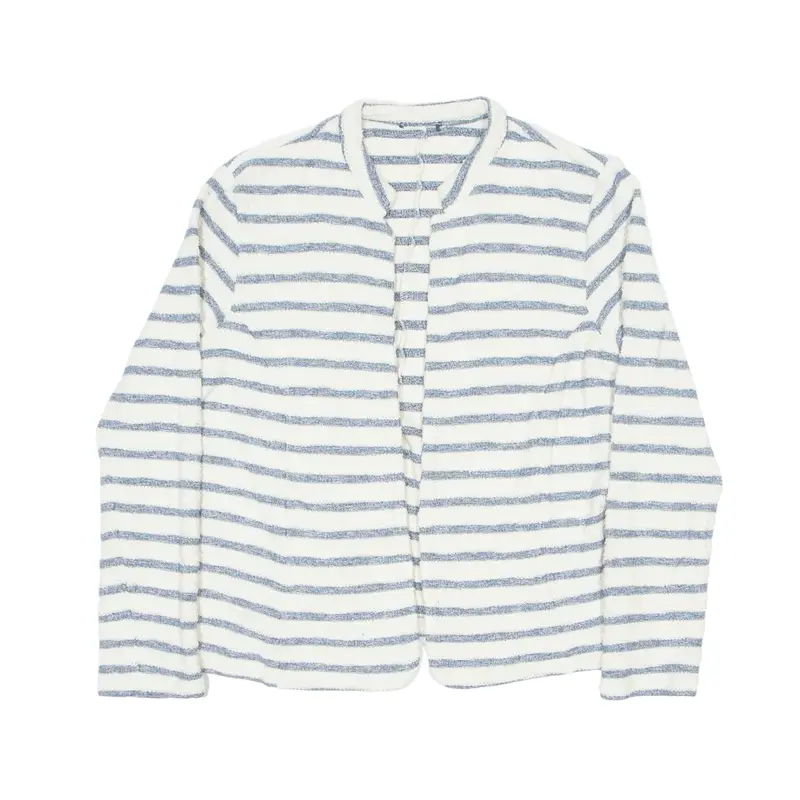 CHARLES VOEGELE Overcoat Knit Jacket Cream Striped Womens L