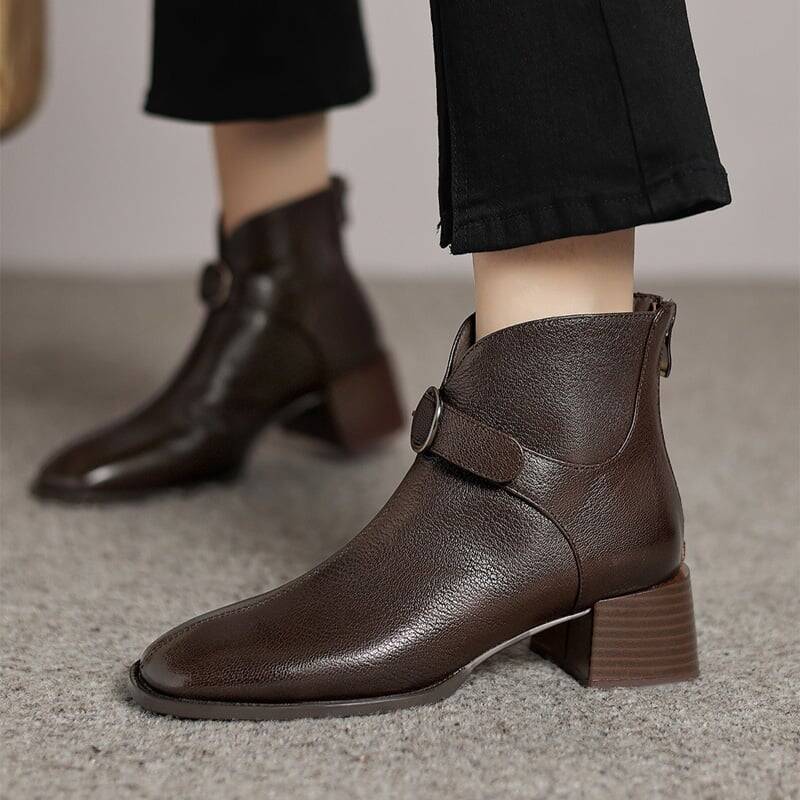 CHIKO Adrienne Square Toe Block Heels Ankle Boots