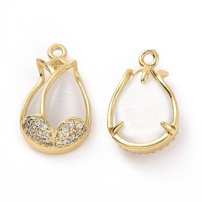 Brass Micro Pave Clear Cubic Zirconia Pendants