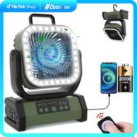 30,000mAh Rechargeable Camping Fan with LED Light, Portable Multi-functional Fan, 4-speed wind speed adjustment, remote contr...