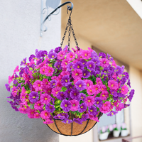 Artificial Hanging Flowers for Outdoors, UV Resistant Fake Flowers with Hanging Baskets, Artificial Flowers for Decoration Ou...