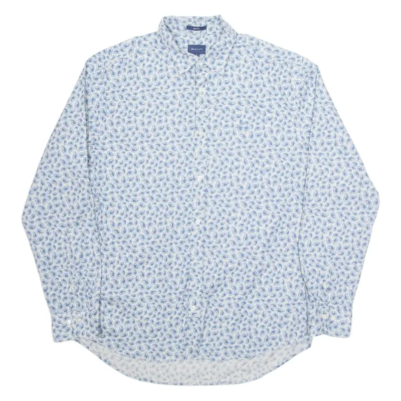 GANT Mens Shirt Blue Paisley Long Sleeve XL