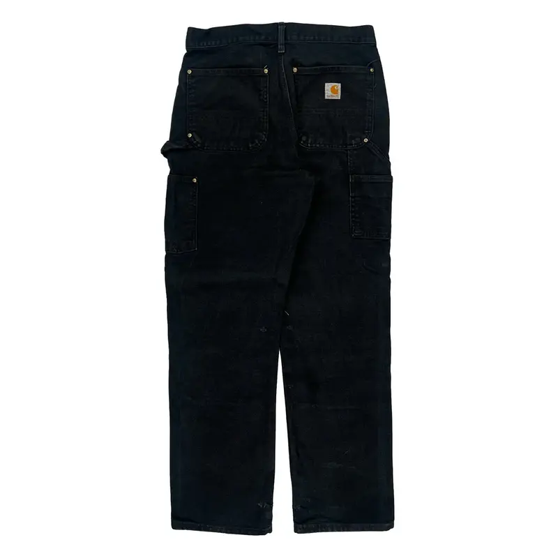 Workwear Carhartt Double Knee Carpenter Trousers - 30W 31L Black Cotton | Size: 30″ waist