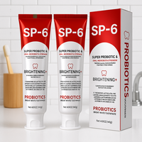 SP-6 Probiotic Whitening Toothpaste 2 PCS Enhanced Formula with 6 Probiotics Fluoride-Free Minty Fresh Flavor Gentle Oral Bri...