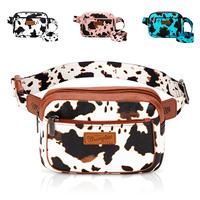 Wrangler [Live] Moo Moo Cow Print Waist Pack Western Crossbody Bags for Women with Adjustable Strap Durable