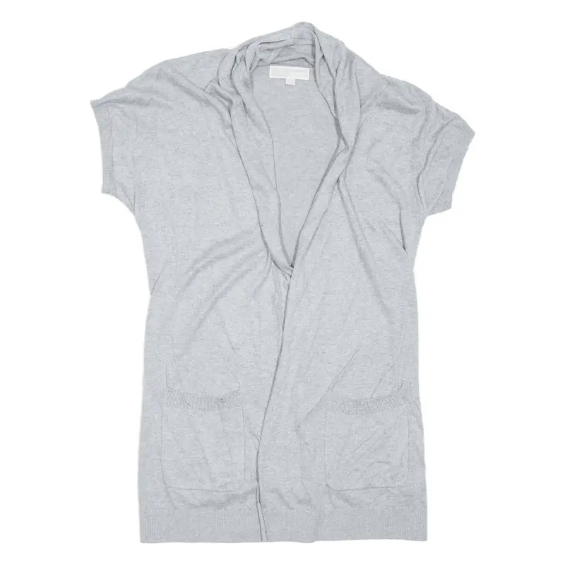 MICHAEL KORS Cardigan Grey Tight Knit Short Sleeve Womens XS