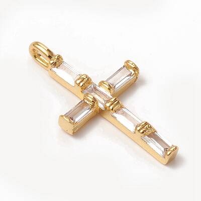 Brass Micro Pave Clear Cubic Zirconia Pendants