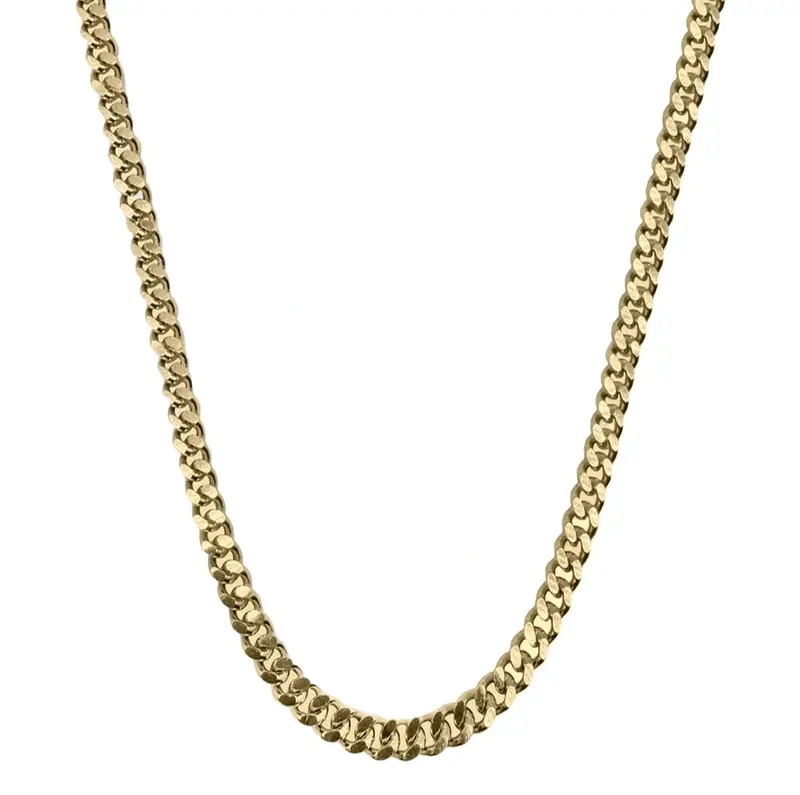 Sterling Silver with Yellow Gold Plated Cuban Link Chain for Men 6mm