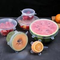Silicone Reusable Silicone Stretch Lid, 6pcs/set Fresh-keeping Airtight Leak Proof Food & Bowl Clear Cover for Home Kitchen R...