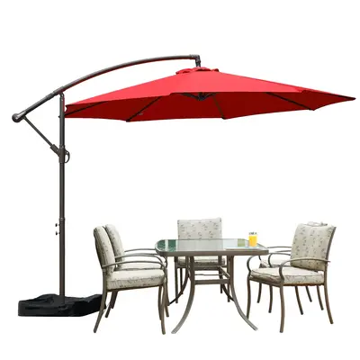 Aoodor Patio Off-set Hanging Outdoor Umbrella 10FT Aluminum Cantilever Pool Garden Umbrella