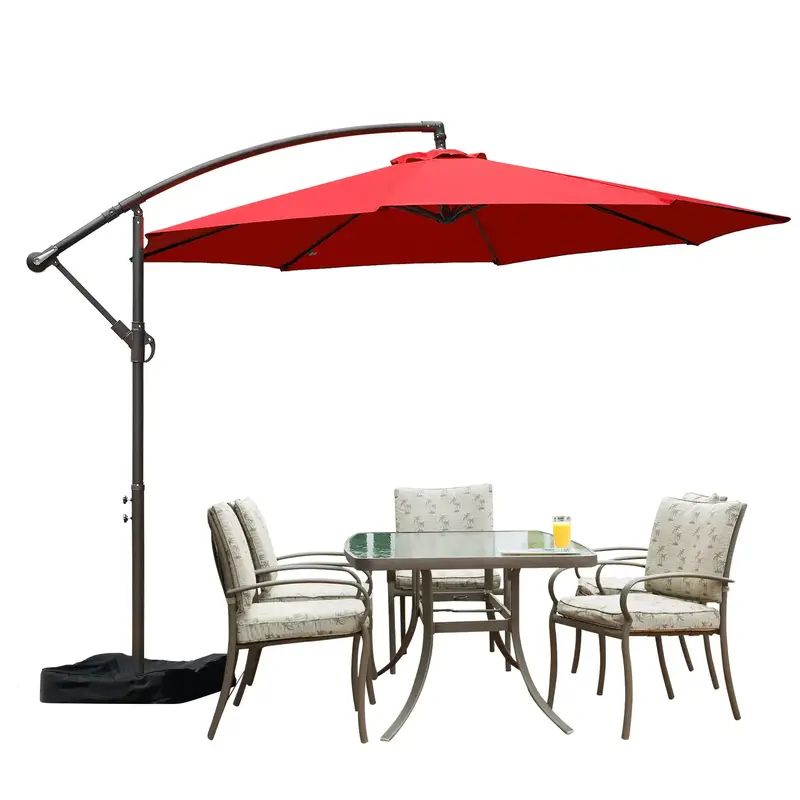 Aoodor Patio Off-set Hanging Outdoor Umbrella 10FT Aluminum Cantilever Pool Garden Umbrella