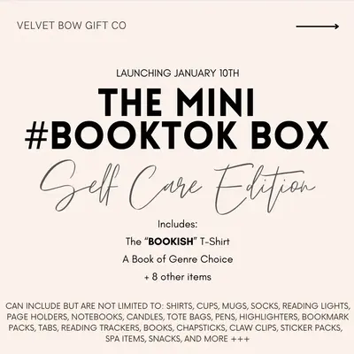 Mini #BookTok Gift Box: Self Care Edition (soft cover and crew neck shirt, with reading & self care essentials)