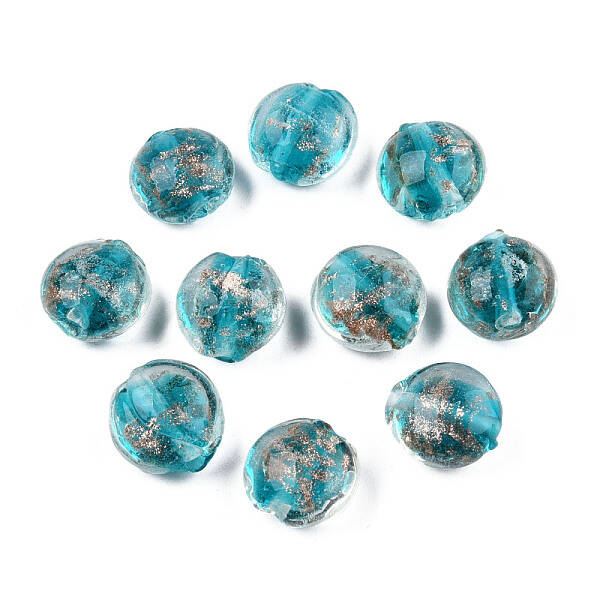 Handmade Gold Sand Lampwork Beads