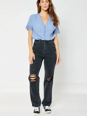 Kendra 90's Straight High Waist Judy Blue Stretch Jeans