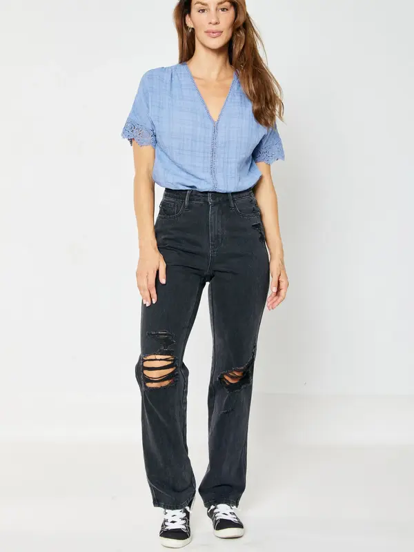 Kendra 90's Straight High Waist Judy Blue Stretch Jeans