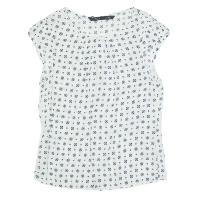 ZARA WOMAN Womens Printed Top Cream Spotted M