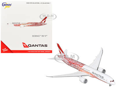 Boeing 787-9 Commercial Aircraft Qantas - Yam Dreaming (VH-ZND) White with Red Graphics 1/400 Diecast Model Airplane by Gem...