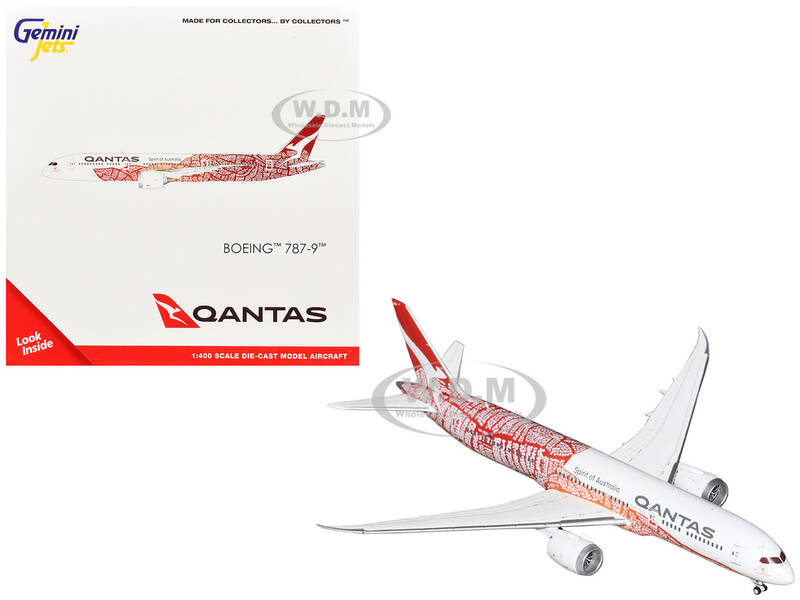 Boeing 787-9 Commercial Aircraft Qantas - Yam Dreaming (VH-ZND) White with Red Graphics 1/400 Diecast Model Airplane by Gem...