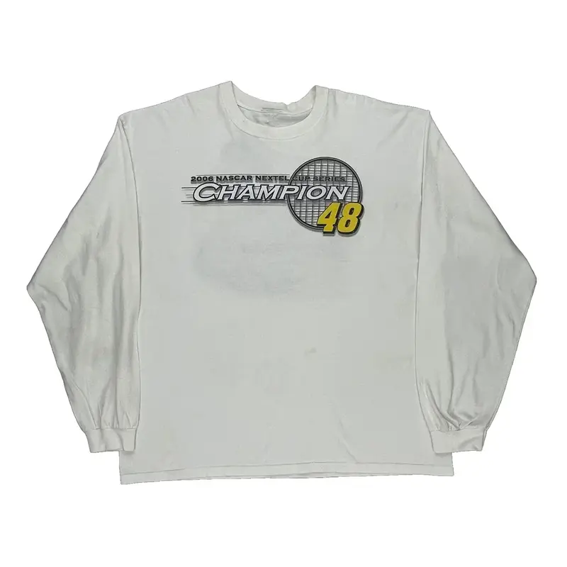 2006 Champion Unbranded Nascar Long Sleeve T-Shirt - 3XL White Cotton