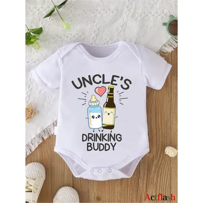 Uncle's Drinking Buddy Baby Onesie - Fun Uncle-Themed Graphic, Comfy Cotton Short-Sleeve Romper for Boys, Perfect for Outdoor...