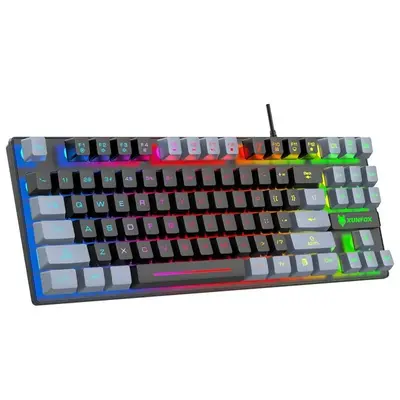 Double Key Cap Lighting Gaming Keyboard, 1 Count Rainbow Backlight Dual-color Film E-sports Keyboard, 87 Key Mixed Color Ligh...