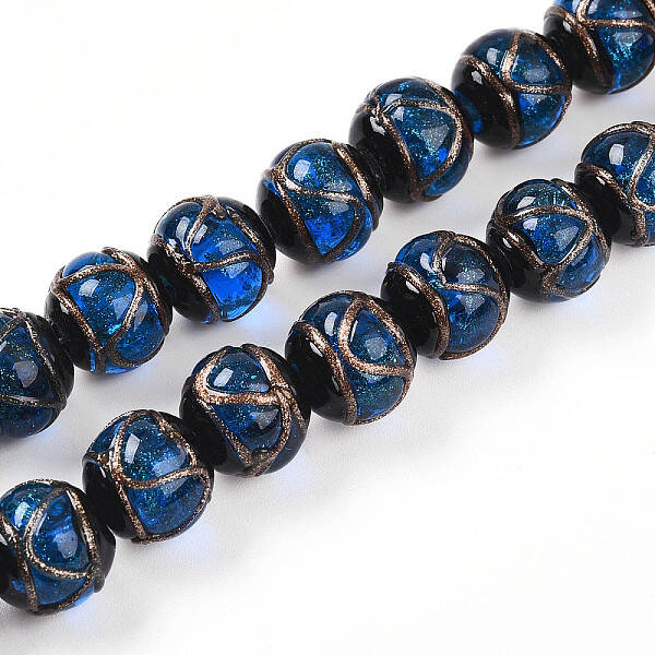 Handmade Gold Sand Lampwork Beads