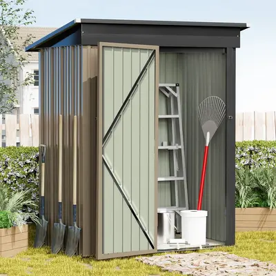FURMAX 5Ă3 ft.Patio Metal Shed, Lockable Garden Shed for Outdoor Backyard Patio Storage