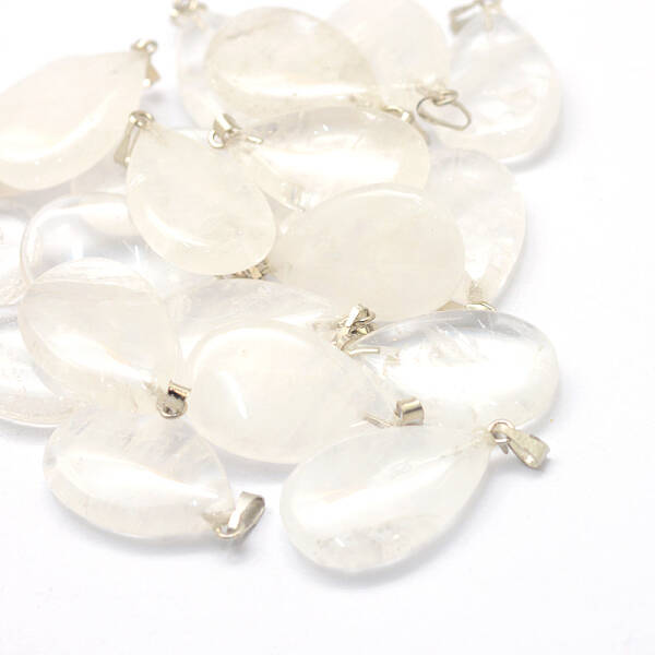 Teardrop Natural Quartz Crystal Pendants