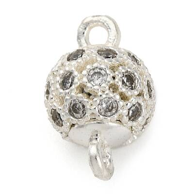 Brass Micro Pave Clear Cubic Zirconia Connector Charms