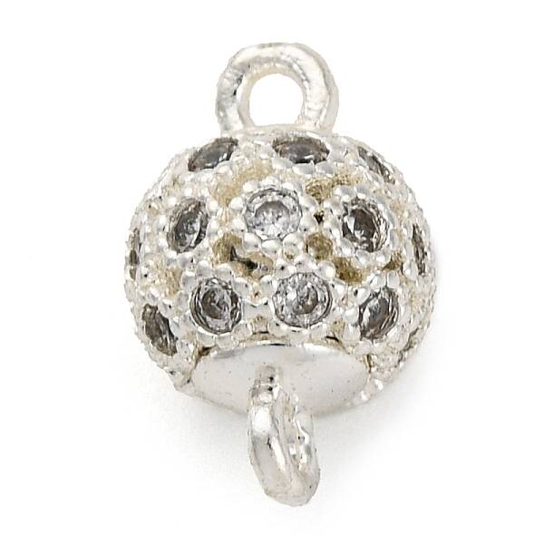 Brass Micro Pave Clear Cubic Zirconia Connector Charms