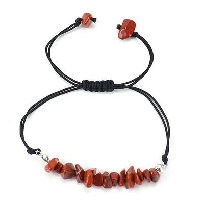 Natural Red Jasper  Braided Bead Bracelets
