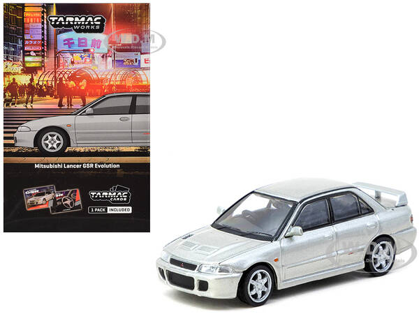 Mitsubishi Lancer GSR Evolution RHD (Right Hand Drive) Silver Metallic with Tarmac Cards \