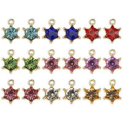 20Pcs 9 Color Alloy Rhinestone Pendants