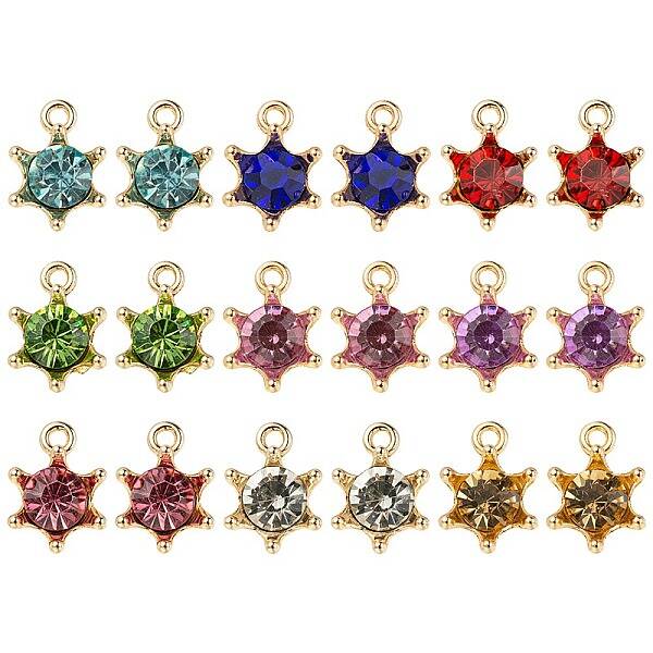 20Pcs 9 Color Alloy Rhinestone Pendants