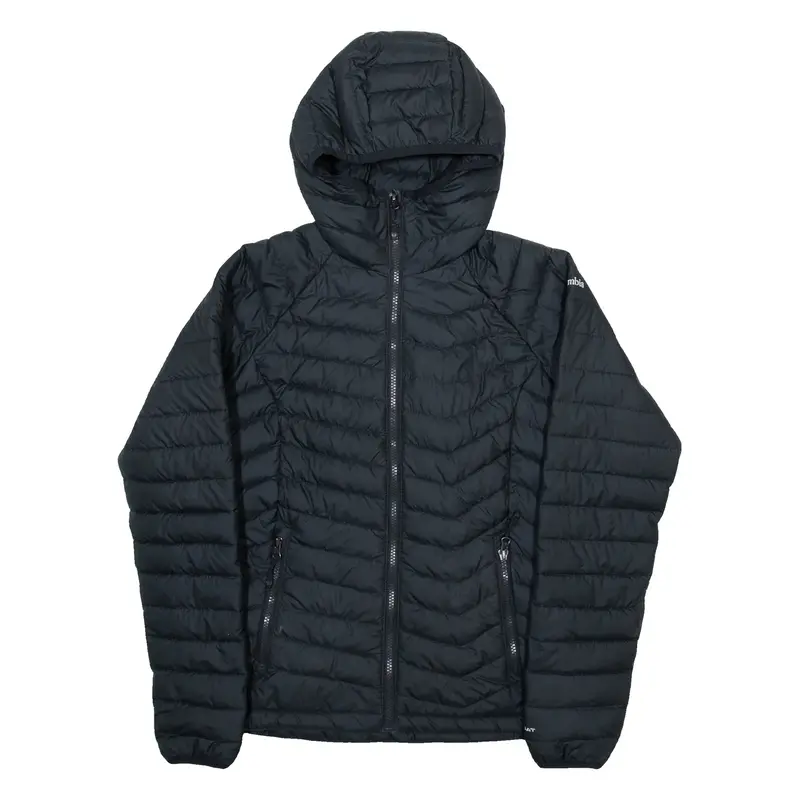 COLUMBIA Womens Puffer Coat Black Hooded XS