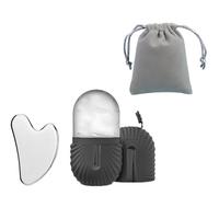 Manual Facial Massage Tool Kit, Stainless Steel Face Massage Board & Ice Roller & Storage Pouch, Face Lifting Roller, Multi-u...