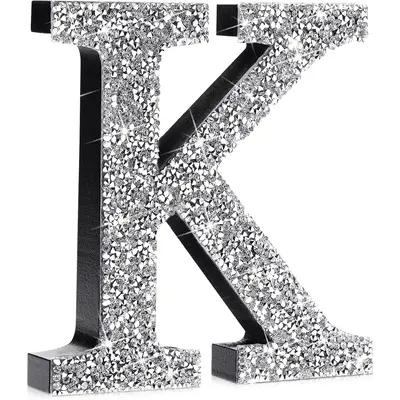 5.7 Inch Crystal Diamond Letters Bling Wooden Hangable with Hooks Rhinestone Hanging Decorations Craft for Wall Art Bedroom ...