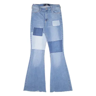 HOLLISTER Patchwork Womens Jeans Blue Regular Flared W28 L31
