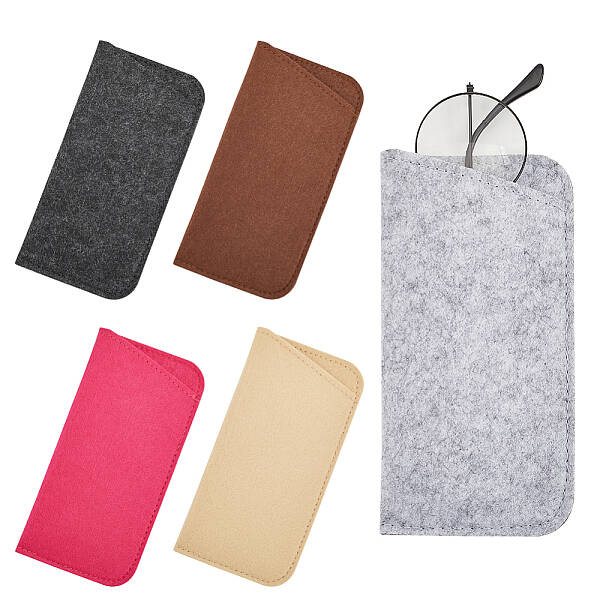 5Pcs 5 Colors Felt Slip-in Glasses Case