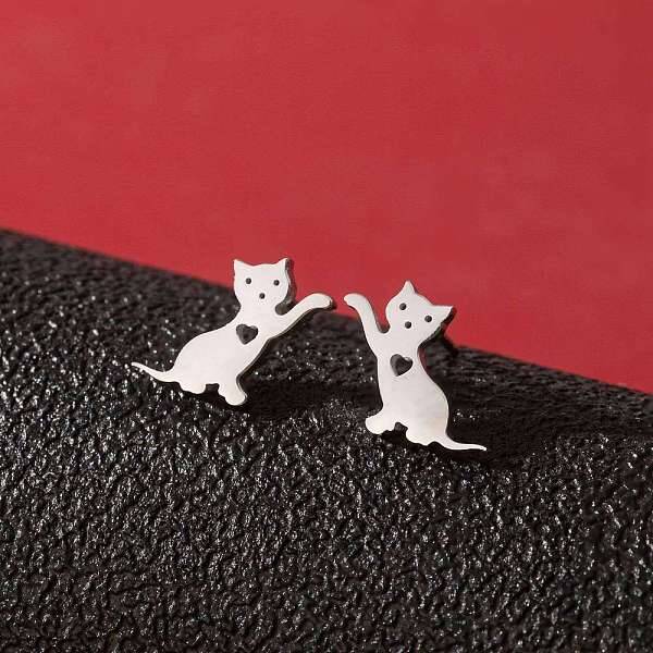 Stainless Steel Small Animal Stud Earrings for Women