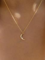 Elegant Plain Moon Pendant Necklace for Women, Trendy Clavicle Chain Necklace, Fashionable Stainless Steel Jewelry Accessorie...