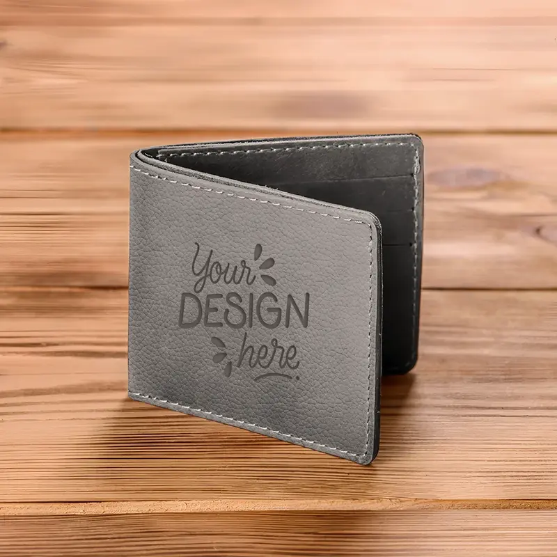 Leather Wallet - Steel-One Side