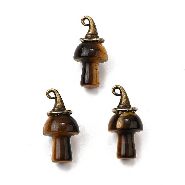 Natural Tiger Eye Mushroom Pendants