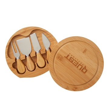 50 Promotional 5-Piece Swivel Top Bamboo Cheese Board Set - FDA ...
