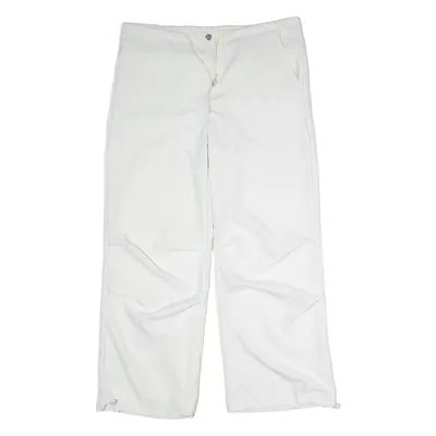 Mens Trousers White Regular Wide-Leg Viscose W38 L29