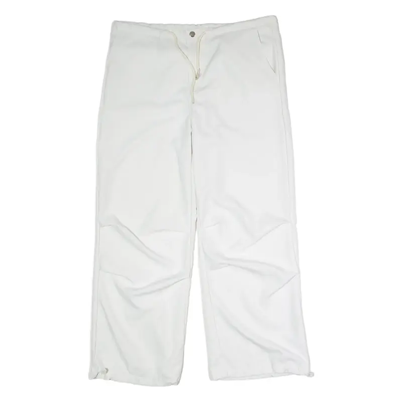 Mens Trousers White Regular Wide-Leg Viscose W38 L29