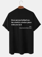 Unisex's Letter Print Drop Shoulder Tee, Regular Fit Casual Streetwear Short Sleeve T-shirt, Graphic Tees, Dear Person Behin...