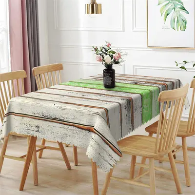 Shabby White Green Wood Texture Rectangle Tablecloth - Aperturee