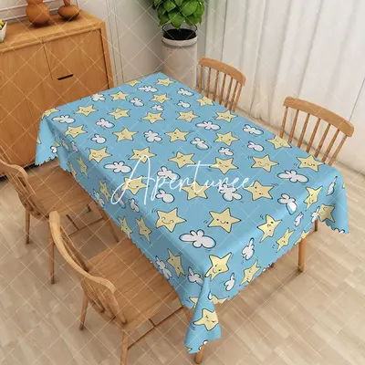 Aperturee Cute Stars With Expressions Rectangular Tablecloth, 52 x 70 inch, 30.82 USD, rectangle tablecloths, ZWH01862-A